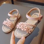 MINBEI Girls Sandals Toddler Little Girls Sandals with Pearls Flower Summer Breathable Leather Shoes - Image 3