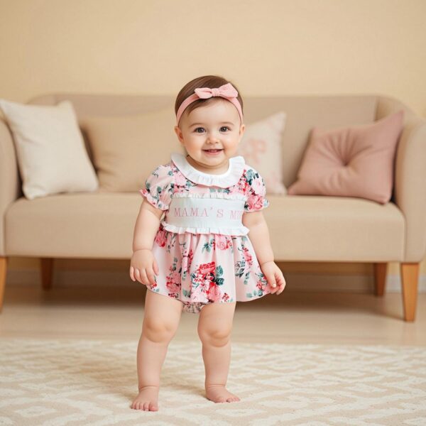 XIXIMAON Cute Baby Girl Summer Clothes Babydoll Collar Short Puff Sleeve Letter Embroidery Ruffle Romper Dress Mamas Mini Floral Jumpsuit Toddler Outfits - Image 3