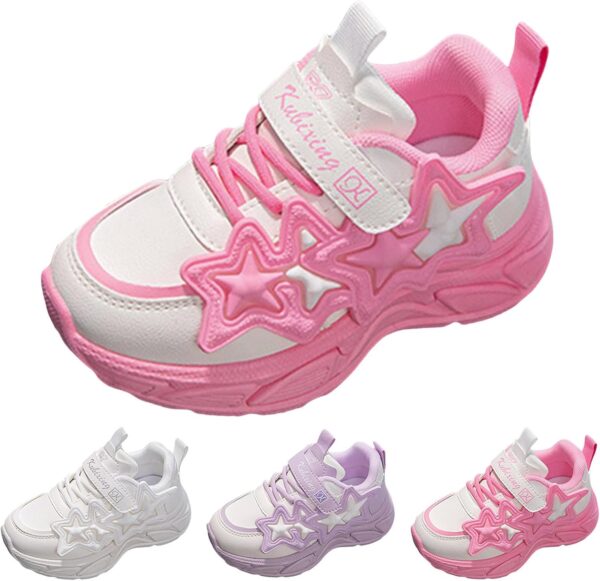 Boys Girls Sneakers Kids Sports Athletic Shoes Walking Shoes Little Kid/Big Kid Girls Sports Shoes Fashion New Pattern Cute Star Flat Bottom Comfortable Non Slip Hook Loop Seasonal Casual Shoes - Image 4