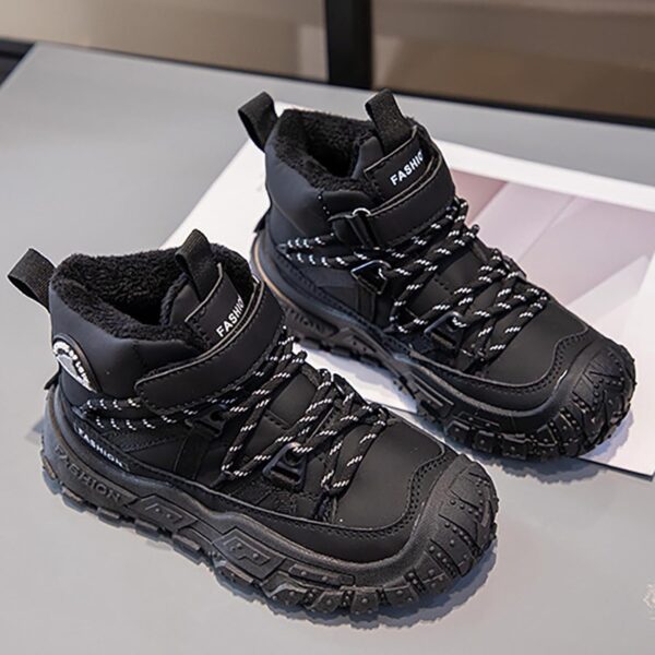 SRTUMEY Kids Warm Fur Lined Winter Ankle Boot Shoes Winter Snow Boots for Toddler Children Water Resistant Thermal Anti-Slip Snow Baby Boys Girls Shoes Boots - Image 7