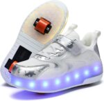 LED Light-Up Roller Skate Shoes with Retractable Wheels-Stylish Trainers for Boy, Girl, Kids, USB Rechargeable, Shiny Luminous Sneakers - Perfect for Party, Birthday, Christmas, Enhanced Safety