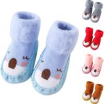 Baby Boys Girls First Walking Shoes and Winter Boys and Girls Floor Sports Shoes Flat Soles Non Slip Plush for Warm and Comfort Cartoon Pattern Toddler Athletic Shoes - Image 3