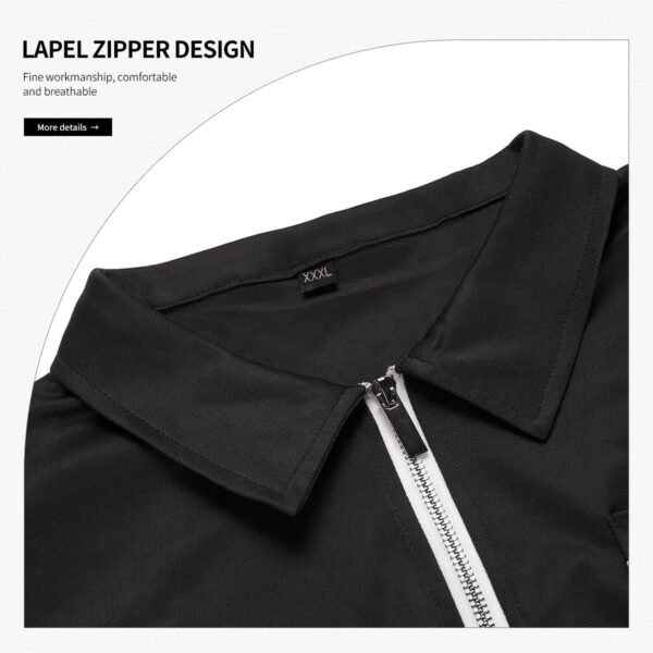 Mens Polo Shirts Casual Solid Color Long Sleeve T-Shirt Golf Tops - Image 2