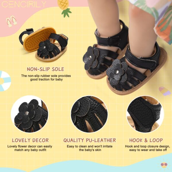 CENCIRILY Infant Baby Girls Summer Sandals Newborn Bow-Knot Open Toe Beach Shoes Casual Lightweight Anti Slip Sole Flat - Image 5