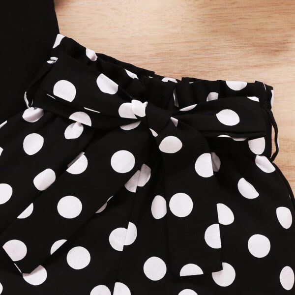 Newborn Baby Girl Set Ruffled Sleeve Romper Polka Dots Shorts Bloomers Bowknot Headband Boutique Clothes, Yxx017a-black, 0- 3 Months - Image 6