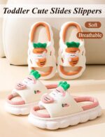 Maeau Toddler Kids Slippers Boys Girls House Slippers Cute Cartoon Animal Open Toe Shoes Linen Indoor Outdoor Slippers Non-Slip House Shoes - Image 2