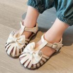 Infant Baby Girls Summer Sandals Closed Toe Bowknot Hollow Out Gladiator Roman Sandals Soft Sole First Walking Shoes Anti Slip Casual Princess Shoes for Toddlers Kids 1-6 Years - Image 2