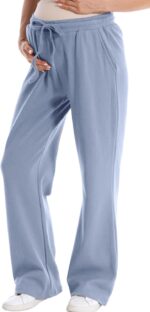 FEOYA Maternity Trousers Womens Wide Leg Long Pants Elastic Waist Casual Sweatpants Loose Pregnancy Trousers with Pocket S - 4XL