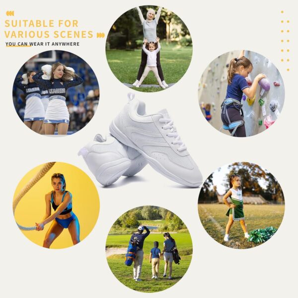 LANDHIKER Cheer Shoes for Women Cheerleading Shoes Girls Teens White Competition Cheerleading Equipment Dance Shoes Athletic Shoes Tennis Training Athletic Shoes Flat Shoes - Image 5