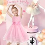 discoball Mädchen Prinzessin Kleid Rose Blume Fliege Partykleid Tüll Hochzeitskleid Brautjungfer Taufe Elegantes formelles Kleid für Mädchen - Image 9