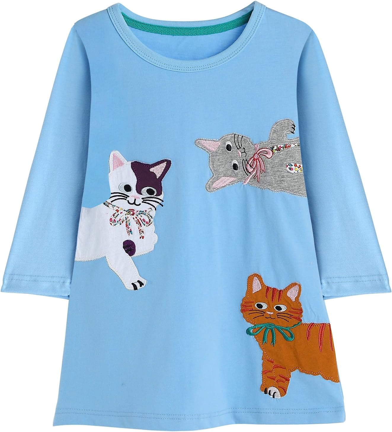 71E87SUBthL._AC_SL1500_.jpg KAKU NANU Girls' Dresses Long Sleeve 2-7 Years Cotton Baby Girl Dress Tops A-Line Cartoon Casual Dresses - Image 1