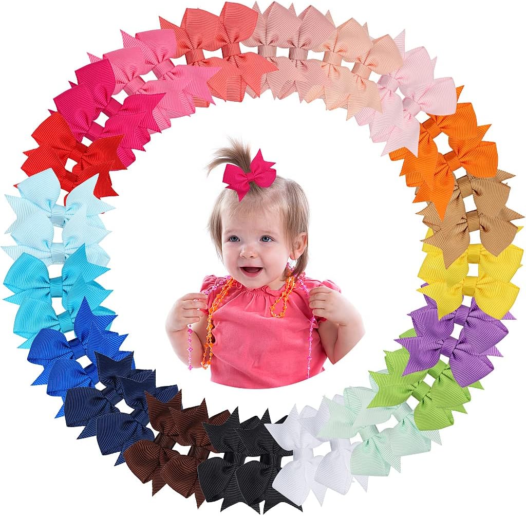 71ETg6JkRxL._AC_SL1024_.jpg 40Pieces Baby Girls Hair Clips, ZTMY 2" Grosgrain Ribbon Hair Bows Mini Hair Barrettes Alligator Clips Hair Accessories for Baby Girls Toddlers Kids-20 Colors - Image 1