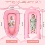 Baby Lounger - 100% Cotton Soft & Breathable Nest Lounger for Newborns to 24 Months, Portable Co-Sleeper for Boys & Girls, Perfect Baby Gift (Pink) - Image 2