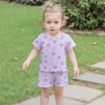 Geagodelia Kid Little Girl Summer Outfit Short Sleeve Bow Print Tops Pullover Elastic Ribbed Shorts Tracksuit Clothes 2Pcs Set - Image 5