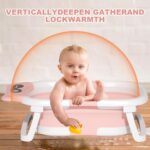 LiveGo Collapsible Baby Bathtub, Foldable Infant Tub for Newborn to Toddler (0-36 Months), Real-Time Temperature Monitor, Soft Cushion, Portable, Anti-Slip Feet, Drain Hole for Easy Use (Pink-A) - Image 6