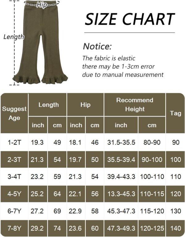 FEOYA Girls Ribbed Flared Leggings Cotton Ruffle Leggings Bell Bottoms Yoga Pants Casual High Waisted for Dance Workout - Image 6