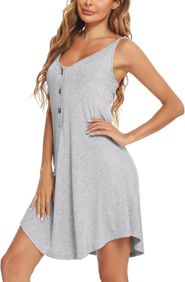 Aseniza Women's Maternity Nightdress Nightwear Nursing Breastfeeding Pregnancy Sleeveless Button Front Pyjamas Loungewear Labour Delivery Nightie for Hospital Gown - Image 6