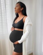 VALANDY Creamlush Maternity Shorts Over Bump Maternity Tights Belly Support Maternity Clothes Buttery Soft Adjustable Pregnancy Pants - Image 5