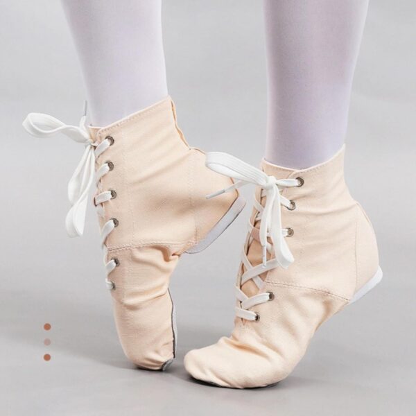 Kids Jazz Boots Split Sole Girls Dance Shoes with Laces Canvas Solid Color Slip On Boys Trainers High Top Soft Sole Breathable Ballet Dancing Sneakers - Image 7