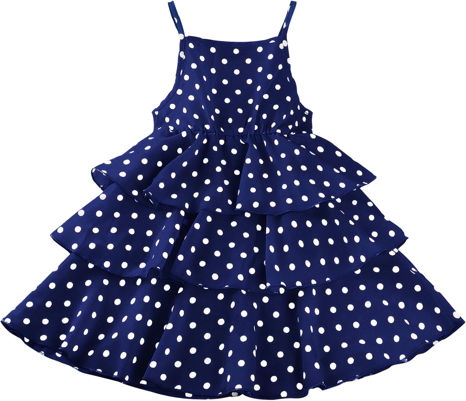 71FW6cqzzXL._AC_SL1500_.jpg Kids Girls Tutu Dress Sleeveless Summer Dress Spaghetti Strap Polka Dot Retro Outfit 3 Layers Ruffle Dress Fashion Casual Clothes for 4-10 Years 110-160 - Image 1