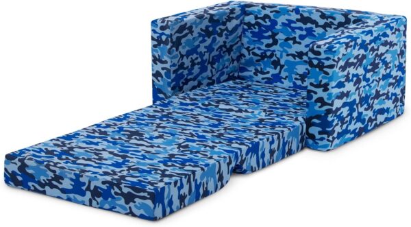 Delta Children Cozee Blue Camo Convertible Foam Chair to Lounger for Kids - Image 13