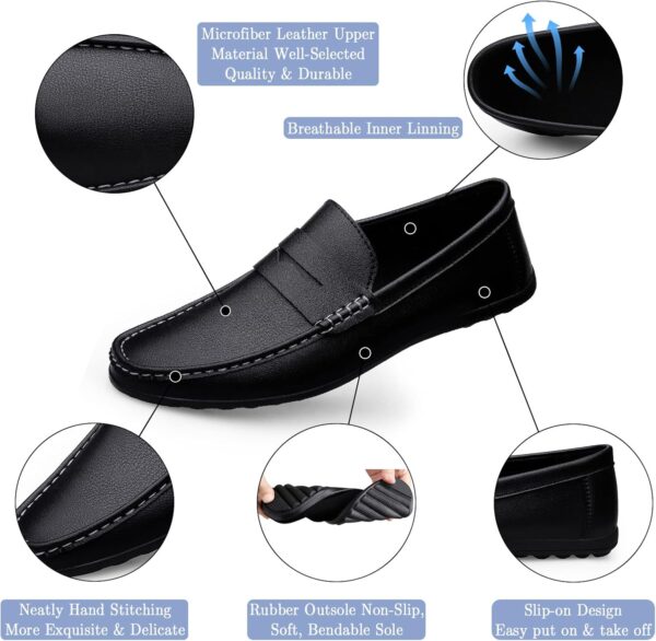 Men's Loafers Flat Breathable Casual Leather Moccasins Handmade Slip On Driving Business Shoes - Image 3