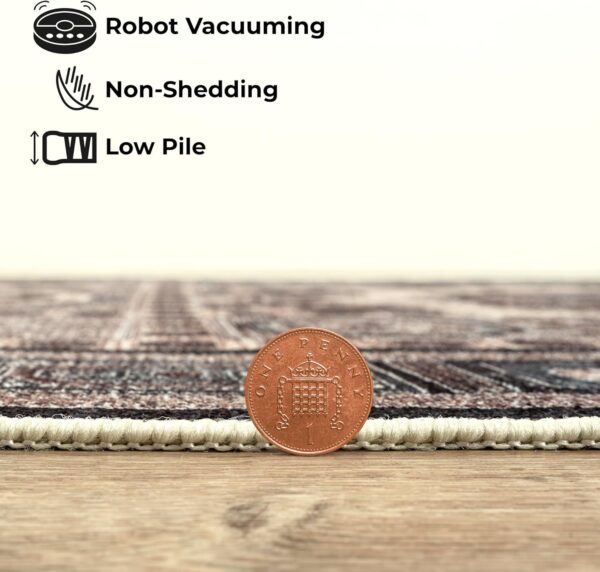 Arty Rugs Machine Washable Rug, 240x330cm, 75% Recycled Cotton, Short Pile, Non-Slip Backing, Non-Shedding, Area Rugs for Living Room, Bedroom, Kitchen, Hallway, Office, Beige & Indigo Blue - Image 4