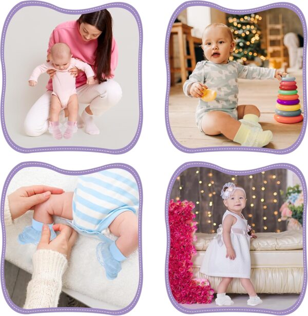 FRIUSATE 9 Pairs Baby Girl Frilly Socks, White Lace Soft Comfortable Cotton Colorful Lace with Bowknot Ankle Socks for Newborn Baby Girls - Image 6