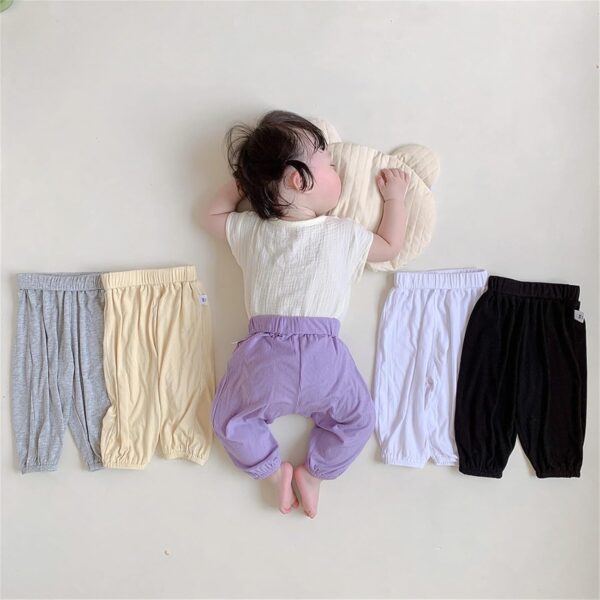 UIFLQXX Baby Girl Boy Pants Trouser Summer Rib Solid Sweatpants Casual Elastic Pants Toddler 𝐁loomers Harem Pant Sweat Pantss Jogging Pant - Image 3