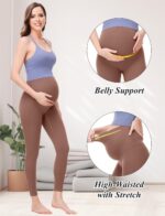 FEOYA Maternity Leggings Over Bump Yoga Pants Women Soft Belly Support Pregnancy Trousers High Waisted Stretchy Workout Leggings S-XL - Image 3