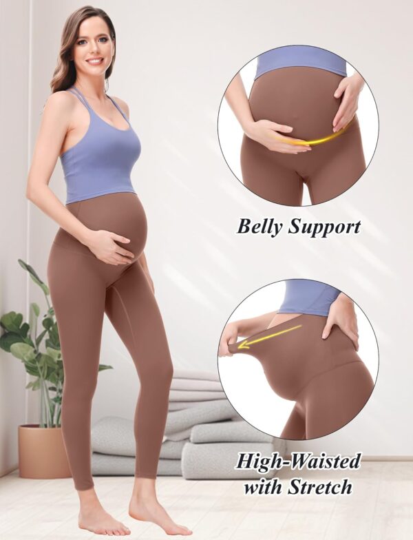 FEOYA Maternity Leggings Over Bump Yoga Pants Women Soft Belly Support Pregnancy Trousers High Waisted Stretchy Workout Leggings S-XL - Image 3