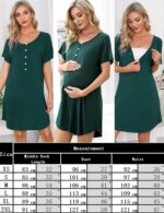 Uniexcosm Women's Maternity Nightdress Button Breastfeeding Nightwear Soft Nursing Nightgown for Pregnancy Short Sleeve Maternity Pyjamas Loungewear - Image 7