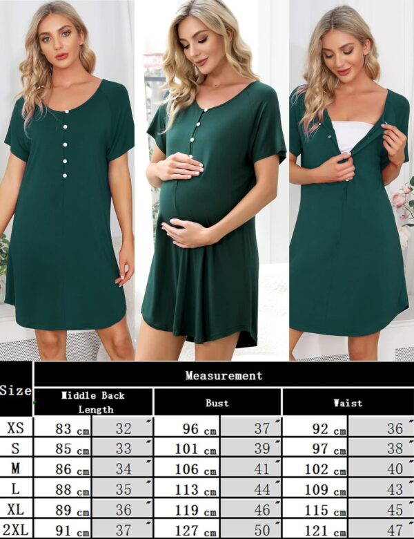 Uniexcosm Women's Maternity Nightdress Button Breastfeeding Nightwear Soft Nursing Nightgown for Pregnancy Short Sleeve Maternity Pyjamas Loungewear - Image 7