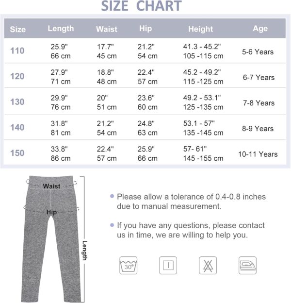 SPFASZEIV Girls Fleece Lined Leggings High Waist Thick Kids Warm Pants Full Length Cotton Leggings for Children Toddler 5-11 Years - Image 5