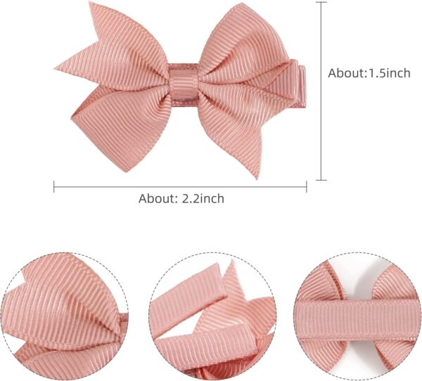 JOYOYO 50 Pcs Baby Hair Clips Small Size 2 Inch Bow Clips for Baby Girl Toddlers Non-Slip Baby Clips Full Ribbon Covered Baby Care Clips Craft Bows, Baby Girl Hair Clips - Image 4