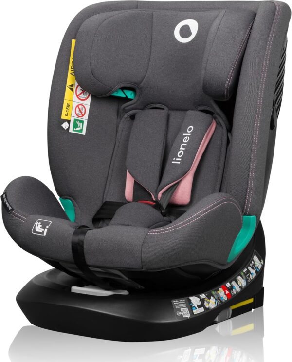 Lionelo Bastiaan i-Size 4in1 Car Seat with ISOFIX for Kids 0-12yo (40-150cm) Latest R129 I-Size 360° Swivel Rearward Facing Option 14 Adjustments Enhanced Side Protection (Pink Rose, I-Size) - Image 2