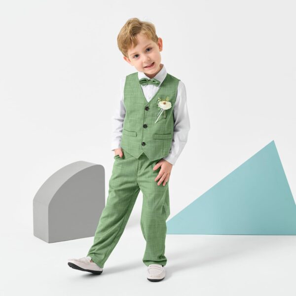 Volunboy Baby Boys 4-Piece Formal Suit, Toddler Waistcoat Wedding Party Birthday Dress Gentleman Suit - Image 2