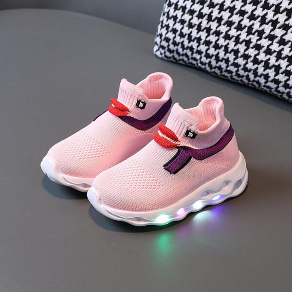 Kid's Glitter Fashion Sneakers - Kids Sports Athletic Shoes Toddler Little Kids Shoes Girls Printing Shoes Light Up Trainers Kids Soft Dance Plimsolls School Shoes for Children/Boys/Girls - Image 2