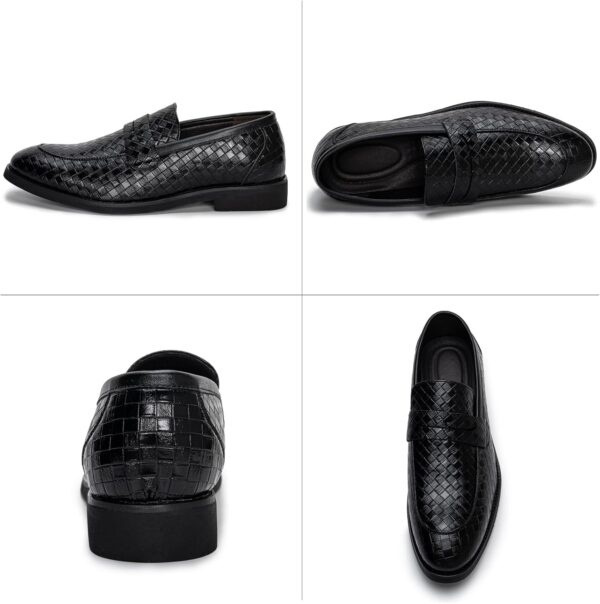 Ophestin Men's Loafers Moccasins Weave Formal Dress Shoes Slip-On Driving Business Shoes - Image 2