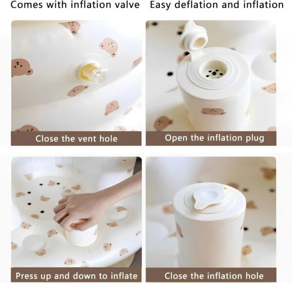 JIAMIAN Baby Inflatable Seat, Portable Baby Chair, Baby Sofa Inflatable Stool, Seated Floor Seat, Seated Inflatable Baby Seat, with Built-in Air Pump, Suitable for Infants Aged 3-36 Months - Image 7