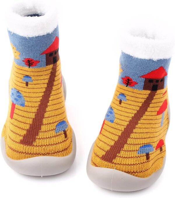 Slippers Boots Boys Size 5 Trees Printed Kids Baby Walking Shoes Animal Knitted Rubber Anti Sock Boots Shoes - Image 3