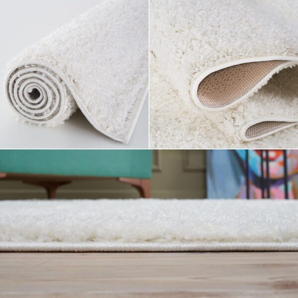 THE RUGS Living Room Rug - Shaggy Soft And Elegant Carpets For The Bedrooms And Kitchen, Easy To Clean, Many Different Sizes (60x110 cm, White) - Image 5