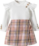 Miipat Girls Clothes Toddler Girl Outfits Set Skirt and Top Set Long Sleeves Baby Clothing 1-6 Years Spring Fall Girls Dress