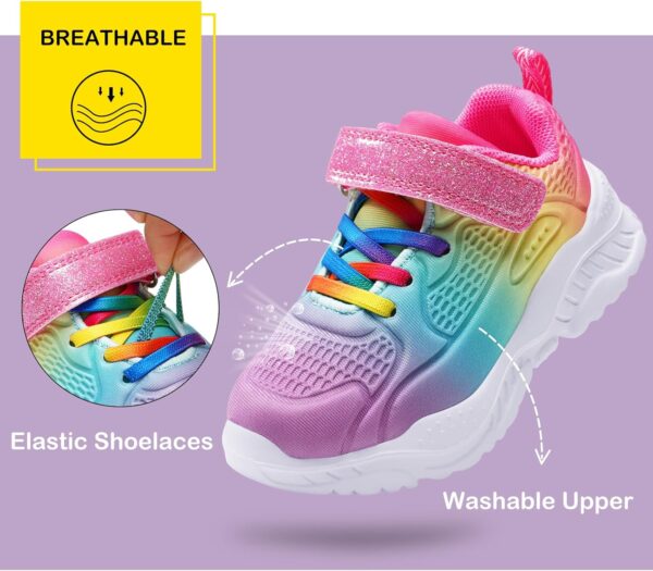 Girls Trainers Kids Athletic Shoes Toddlers Glitter Casual Lightweight Sneakers Sports Shoes Breathable Tennis Road Trail Running Shoes - Image 2