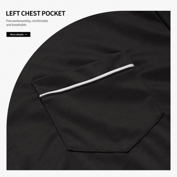 Mens Polo Shirts Casual Solid Color Long Sleeve T-Shirt Golf Tops - Image 3