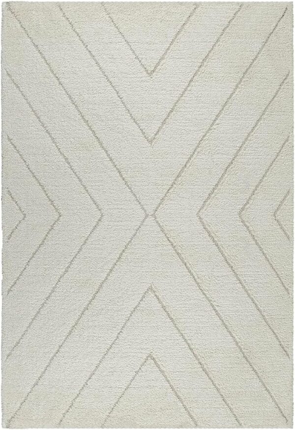 the carpet Bahar Shaggy Elegant Designer Living Room Rug, Soft & Easy-Care High Pile Living Room Rug in Cream Diamond 80 x 150 cm - Image 2