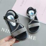 Baby Kids Pearl Sequins Sandals Open Toe Wide Summer Shoes Boys Girls Toddler Rubber Slip On Strap Loafers Comfy Trendy Kids Slides Sandals Girls Size 3 Kids Foam Sandals( - Image 4