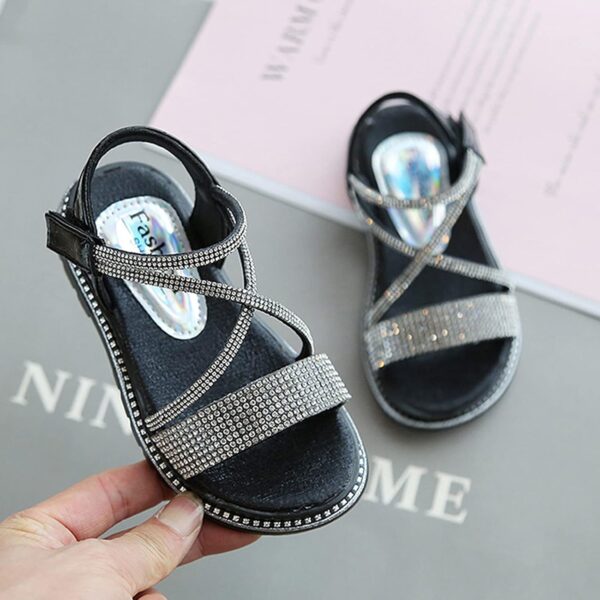 Baby Kids Pearl Sequins Sandals Open Toe Wide Summer Shoes Boys Girls Toddler Rubber Slip On Strap Loafers Comfy Trendy Kids Slides Sandals Girls Size 3 Kids Foam Sandals( - Image 4