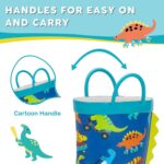 FUNCOO PLUS Toddler Wellies Kids Rubber Wellington Boots Waterproof Rain Boots for Boys and Girls with Handles in Fun Pattern - Image 3