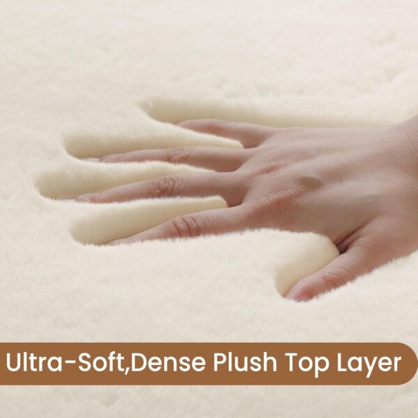 Rugs Living Room - Grey Area Rugs for Bedroom Faux Rabbit Fur Large Rug,Anti Slip Rug Large Floor Carpet Short Pile Area Rug for Living Room, Bedroom,Kids Room 160x230CM - Image 4